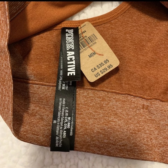 NWT Victoria’s Secret PINK Active Sports Bra Seamless Racerback Orange Size M - Picture 8 of 8